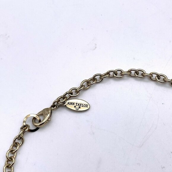 Ann Taylor Women's Crystals Gold Tone Chain Statement Necklace Lobster Closure - Picture 4 of 4
